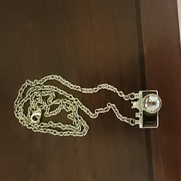 Jewelry - Photographer Pendant Necklace - Black gold Camera Pendant on Long gold Chain